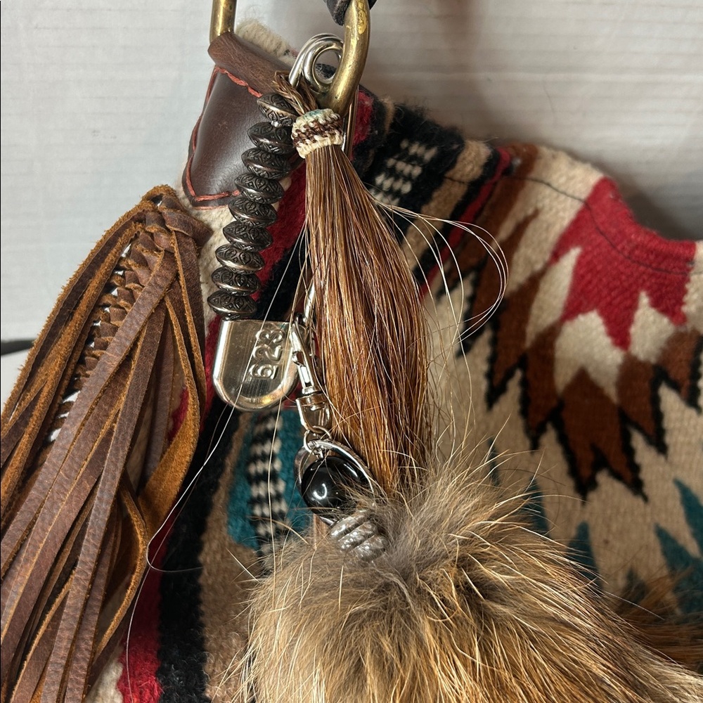 Espuela Design Co handcrafted handfringed wool saddle blanket bag MSRP $529 - Picture 5 of 12
